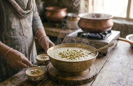 Shahi Kheer mein khoya shamil karte hue aur gaarha (thick) hone tak pakate hue"aur serve kar dain